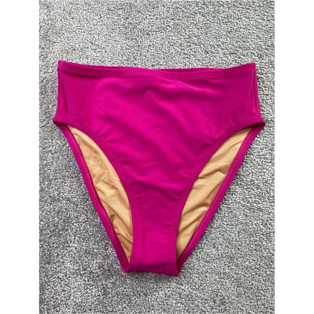 J. Crew Hallie High Rise Bikini Bottom Radiant Fuchsia XS